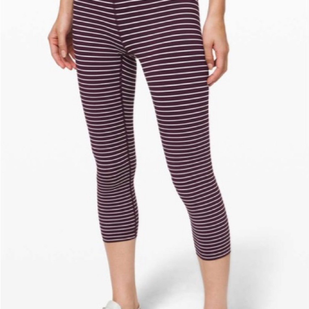 lululemon winder under high rise Women's Striped Leggings in Purple and White